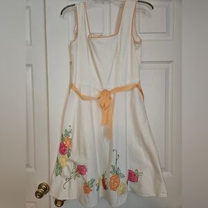 Scarlett White and Orange Sleeveless Sundress